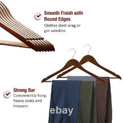 10-100 Strong Brown Wooden Coat Hangers Suit Garments Clothes Wood Trouser Bar