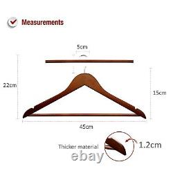 10-100 Strong Brown Wooden Coat Hangers Suit Garments Clothes Wood Trouser Bar