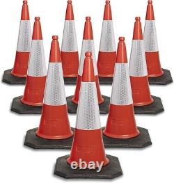 10 LARGE 2 piece RED TRAFFIC CONES CONES HEAVY DUTY 750 MM HIGH