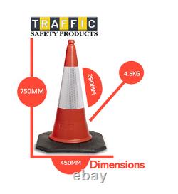 10 LARGE 2 piece RED TRAFFIC CONES CONES HEAVY DUTY 750 MM HIGH