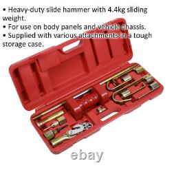 10 Piece Heavy Duty 4.4kg Slide Hammer Set Body Panel & Chassis Hammer Case