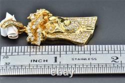 10K Yellow Gold 1.60 Inch Diamond Mini Jesus Face Piece Heavy Pendant 1.93 CT