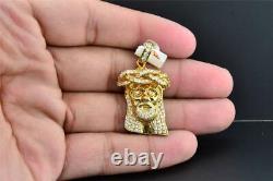 10K Yellow Gold 1.60 Inch Diamond Mini Jesus Face Piece Heavy Pendant 1.93 CT