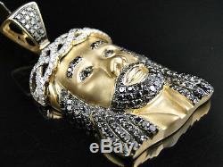 10K Yellow Gold 2 Inch Diamond Jesus Face Piece Heavy Head Pendant Charm