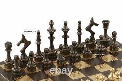 12'' Heavy Luxury Brass Metal Chess Pieces and Board Set Perfect Gift