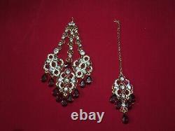 13 Piece Classic Red Gold Silver Indian Bridal Heavy Jewellery Set with Kalire