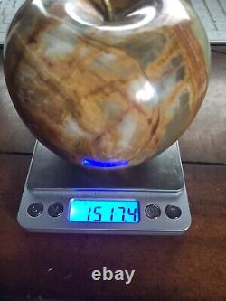 1517.4g, X-Large Green Onyx Apple Paperweight 3.3 Lbs Heavy Solid Piece 4x4