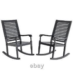 2 Pieces Heavy Duty Rocking Chair Wood SEAT Living Room Indoor Outdoor Furniture