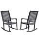 2 Pieces Heavy Duty Rocking Chair Wood Seat Living Room Indoor Outdoor Furniture