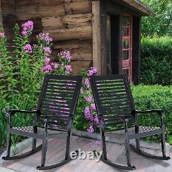 2 Pieces Heavy Duty Rocking Chair Wood SEAT Living Room Indoor Outdoor Furniture