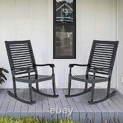 2 Pieces Heavy Duty Rocking Chair Wood SEAT Living Room Indoor Outdoor Furniture