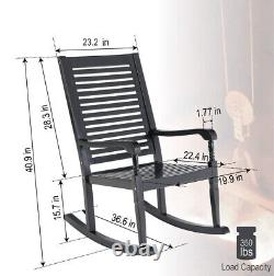 2 Pieces Heavy Duty Rocking Chair Wood SEAT Living Room Indoor Outdoor Furniture