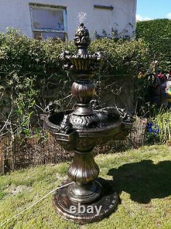2 Tier Water Fountain 5 Foot High Beautiful Piece Heavy! With Many Water Outlets
