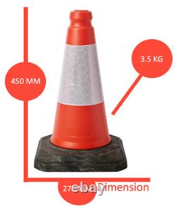 24 Pack Red Traffic Cones Heavy Duty 450 MM High 2 Piece