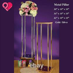 2x Wedding Flower Stand Metal Acrylic Pillar Vase Stand Centerpiece Column Rack