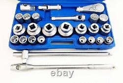 3/4 & 1 Socket Set Ratchet 26 Piece Extension Bar Toolzone Heavy Duty Quality