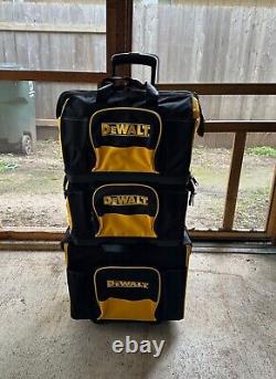 3-Piece Dewalt Large Rolling Heavy Duty Tool Bags / Box With Telescoping Handle