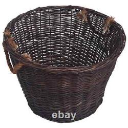 3 Piece Stackable Firewood Basket Set Dark Brown Willow