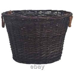 3 Piece Stackable Firewood Basket Set Dark Brown Willow