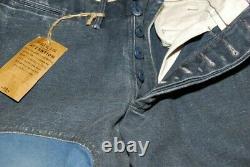 $398 Polo Ralph Lauren RRL Men Patchwork Patch Heavy Jeans Pants Navy Blue 31/34