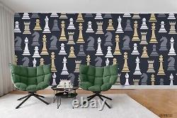 3D Chess Piece Pattern Self-adhesive Removable Wallpaper Murals Wall 66