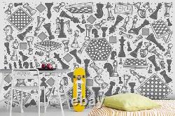 3D Chess Piece Pattern Self-adhesive Removable Wallpaper Murals Wall 89