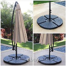 4 Piece Banana Cantilever Parasol Base Weights Garden Patio Umbrella Heavy Duty