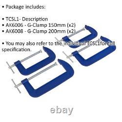 4 Piece G-Clamp Set Heavy Duty Forged Clamp 2x 150mm and 2x 200mm Clamps