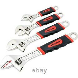 4 Piece Heavy Duty Soft Grip Handle Adjustable Spanner Wrench Set 6 8 10 12