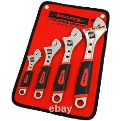 4 Piece Heavy Duty Soft Grip Handle Adjustable Spanner Wrench Set 6 8 10 12