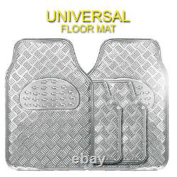 4 Piece Heavy Duty Universal Titan Metallic Look Floor Mat Set Van Car Mats
