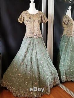 4 Pieces Indian pakistani bridal Lehnga dress 3D Heavy Embroidered