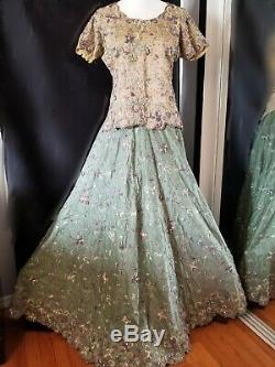 4 Pieces Indian pakistani bridal Lehnga dress 3D Heavy Embroidered