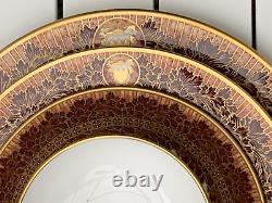 4pcs De Lamerie China Heavily Gilded Bahrain Crested Winter Leaves Dinner Set