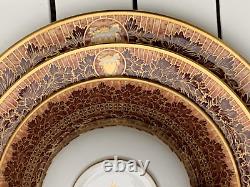 4pcs De Lamerie China Heavily Gilded Bahrain Crested Winter Leaves Dinner Set