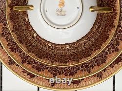 4pcs De Lamerie China Heavily Gilded Bahrain Crested Winter Leaves Dinner Set