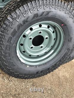 4x Land Rover Heritage Heavy Duty Steel Wheels and Tyres Keswick Green