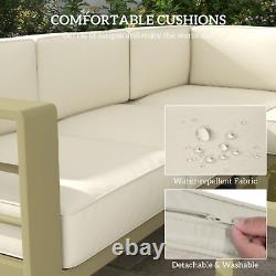 5 Piece Garden Sofa Set Cushions Aluminium Outdoor Conversation Furniture Table