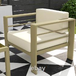 5 Piece Garden Sofa Set Cushions Aluminium Outdoor Conversation Furniture Table