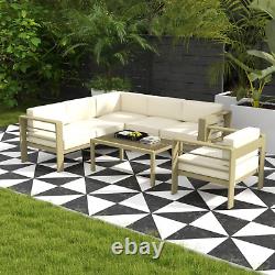 5 Piece Garden Sofa Set Cushions Aluminium Outdoor Conversation Furniture Table