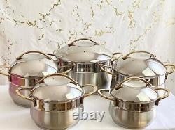 5 pieces belly shape heavy duty 18/10 stainless steel set