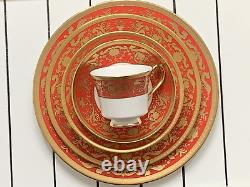 5pcs New De Lamerie China Heavily Gilded Renaissance Red & Gold Dinner Set