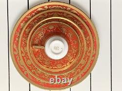 5pcs New De Lamerie China Heavily Gilded Renaissance Red & Gold Dinner Set