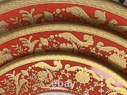 5pcs New De Lamerie China Heavily Gilded Renaissance Red & Gold Dinner Set