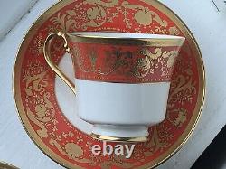 5pcs New De Lamerie China Heavily Gilded Renaissance Red & Gold Dinner Set