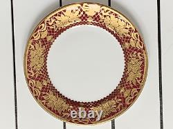 6pcs New De Lamerie China Heavily Gilded Floral Bells Burgundy Gold Dinner Set