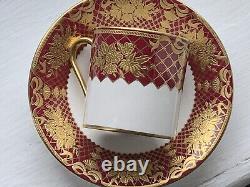 6pcs New De Lamerie China Heavily Gilded Floral Bells Burgundy Gold Dinner Set