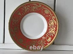 6pcs New De Lamerie China Heavily Gilded Renaissance Red & Gold Dinner Set