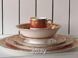 6pcs New De Lamerie China Heavily Gilded Renaissance Red & Gold Dinner Set