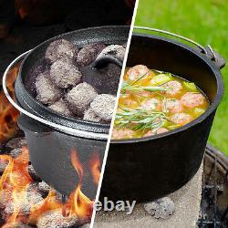 7 Piece Heavy Duty Dutch Oven Cast Iron Cookware Camping Fire Cooking Pot Box